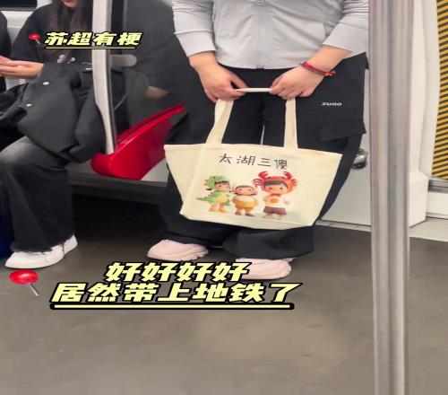 蘇超太火了,小姐姐已經把太湖三傻帶到了地鐵上