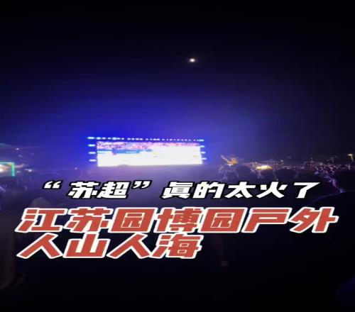 “苏超”真的太火了!江苏园博园的户外大屏观赛也人山人海