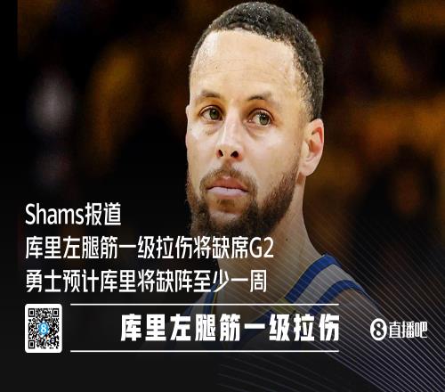 勇士官方：庫里左腿筋一級(jí)拉傷將缺席G2G4&一周后復(fù)查