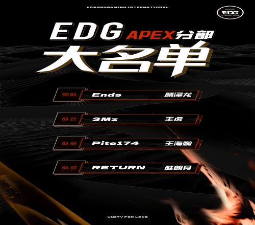 EDG成立Apex分部：收編DreamFire，3Mz擔任隊長，隊員PiteRETURN