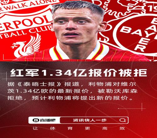 1.34億仍被拒泰晤士報：藥廠拒絕利物浦對維爾茨1.34億歐報價