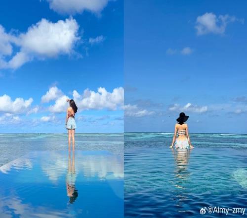 薑宇星妻子曬在馬爾代夫遊玩的照片：就讓時光虛度
