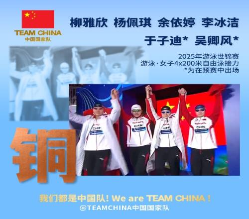 女子4x200米自由泳接力決賽：中國隊摘銅，澳大利亞隊奪金