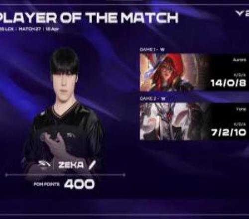 S12的冠軍中單蘇醒Zeka麵對Chovy兩局合砍21218的恐怖戰績