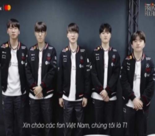 T1官方发布选手问候Faker:各位越南粉丝们大家好,我们是T1