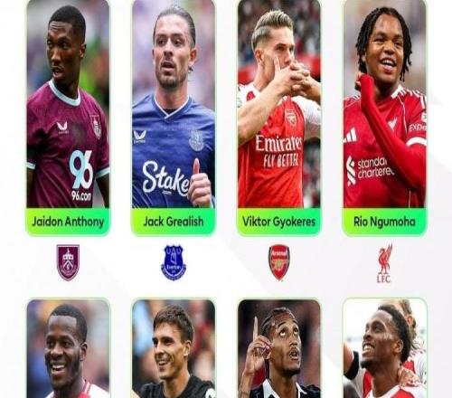 英超官方本輪最佳候選：約克雷斯領(lǐng)銜，格拉利什&恩古莫哈在列