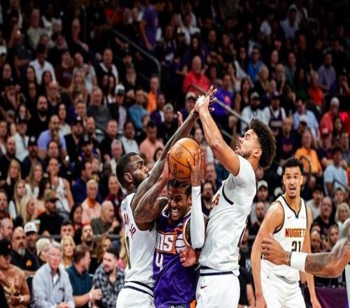 约基奇23+17+17神射4记三分,布克打铁拖后腿,掘金三杀太阳