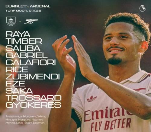 阿森納首發(fā)：哲凱賴什出戰(zhàn)