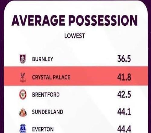 水晶宫是本赛季至今英超控球率第二低球队,但预期进球数最高