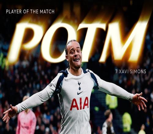 1射1傳，哈維西蒙斯當(dāng)選熱刺20布倫特福德一役隊(duì)內(nèi)最佳球員