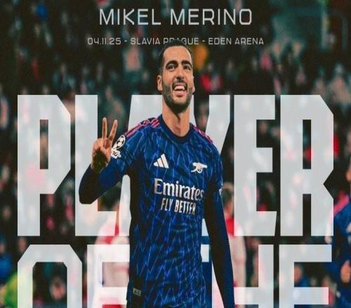 梅開二度，梅里諾當(dāng)選與布拉格斯拉維亞一役槍手隊(duì)內(nèi)最佳球員