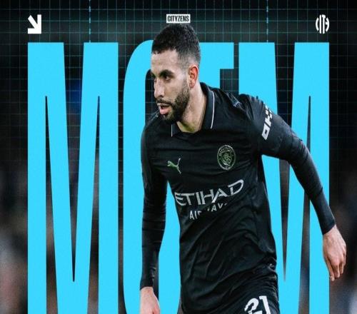 送出助攻，艾特努里当选与利兹联一役曼城队内最佳球员