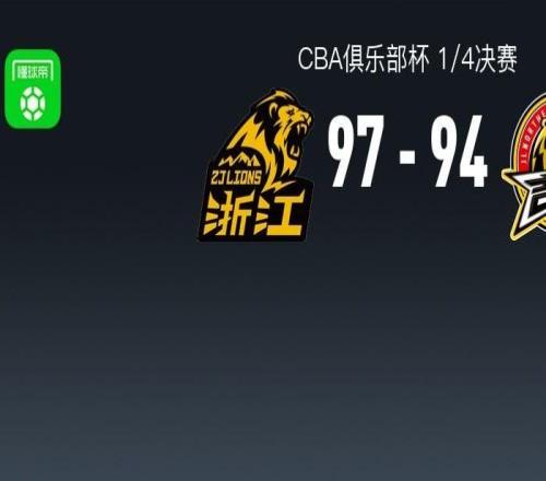 广厦9794逆转吉林晋级杯赛四强,塔克48+6+11,栾利程18分