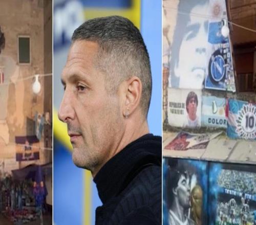 马特拉齐游览那不勒斯，专门来到了马拉多纳的纪念区域