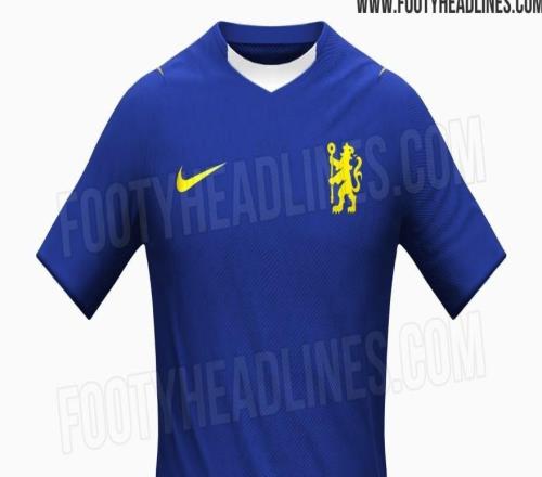 切尔西2627主场球衣谍照:采用黄色狮子队徽,搭配亮蓝色底色