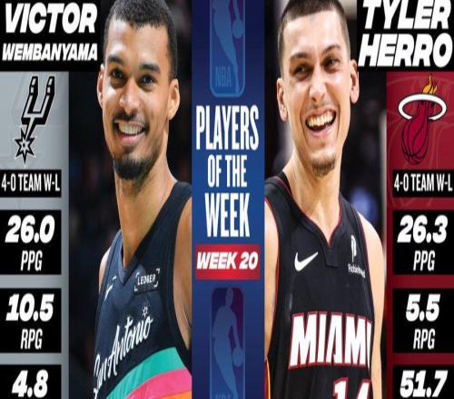 NBA官宣周最佳：文班亚马希罗分别当选东契奇小卡华子等人获提名