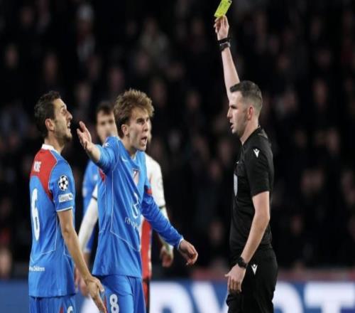 在欧冠中,包括西蒙尼父子在内马竞五人再吃一黄即停赛