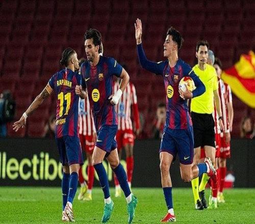 国王杯半决赛次回合巴萨30马竞，，，，，总比分34遭镌汰