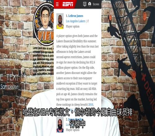 随着詹姆斯几乎确定留湖人，哈登成为自由市场第一大鱼
