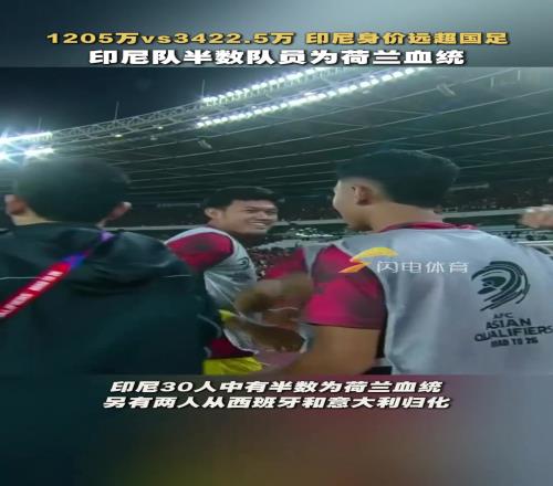 1205万vs3422.5万！印尼队身价远超国足