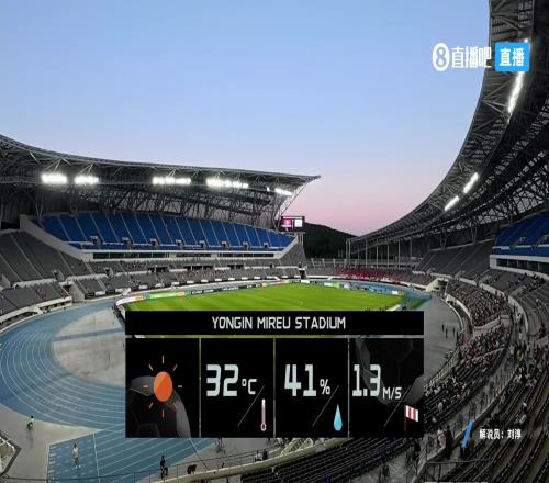 32度啊！东亚杯韩国vs中国香港比赛，在炎热天气下进行
