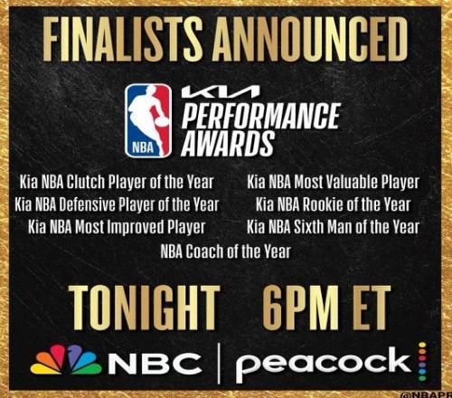官方：本赛季NBA各大奖项最终候选将在活塞vs魔术G1中公布