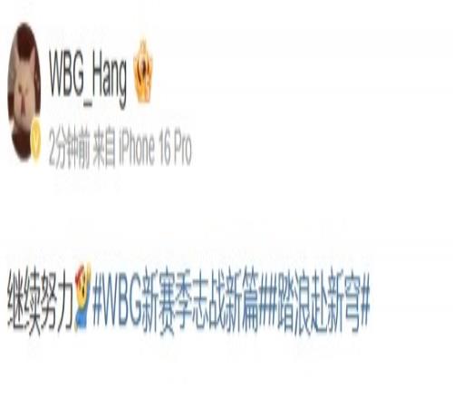 WBG辅助Hang赛后更博：继续努力