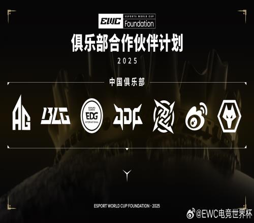 电竞世界杯公布合作伙伴：AG、BLG、EDG、JDG、NIP、WBG、狼队