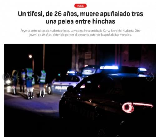 悲剧！阿斯报：两球迷群体发生冲突，一名亚特兰大26岁球迷丧生