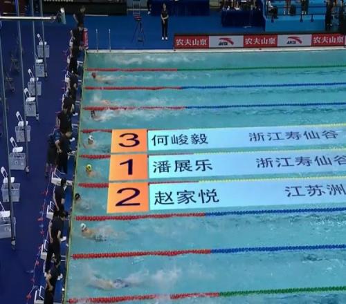 男子100米自由泳预赛：潘展乐49秒20第一，费立纬、季新杰晋级
