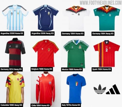 Adidas将推出多款经典国家队复刻球衣：阿根廷、德国、意大利在列