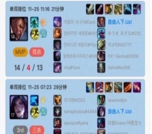 换号了还是过完瘾了连续被传将复出后，Uzi已经四天未登上韩服帐号