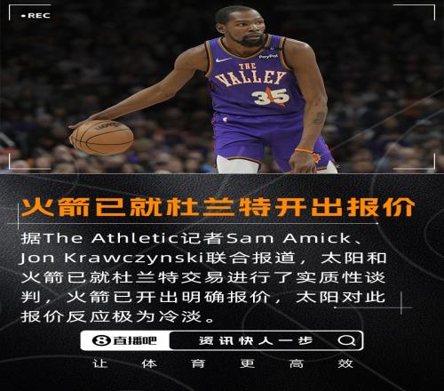名记：火箭已就杜兰特交易开出明确报价太阳的反应极为冷淡