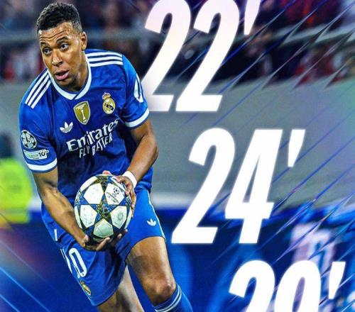 7分钟戴帽，姆巴佩紧追C罗梅西欧冠纪录！皇马18场22球阿隆索开心