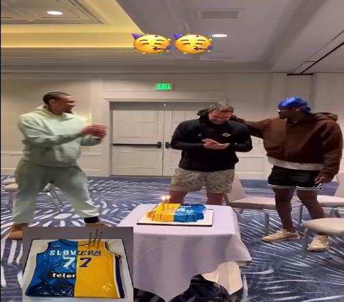 排面湖人为东契奇庆生詹皇领唱生日歌,海斯范德彪护法077吹蜡烛