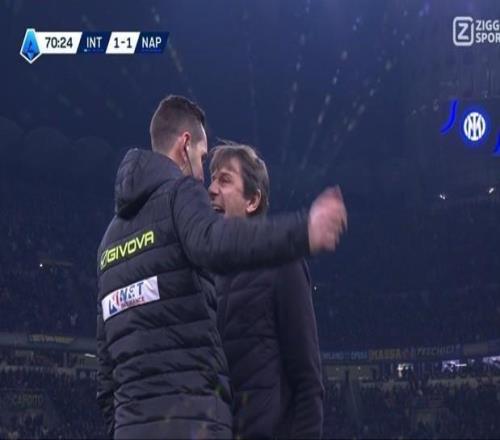 又染红了，孔蒂因国米获得点球对裁判爆粗口被罚下