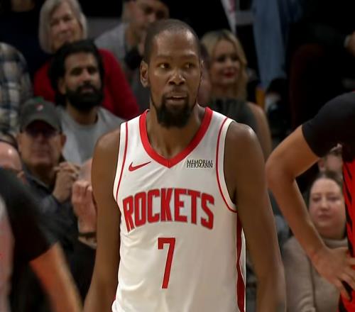 火箭连败开拓者，杜兰特总得分超越张伯伦，小贾三分球砸歪篮筐