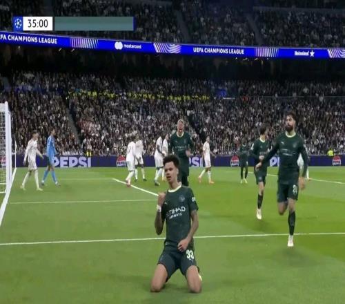 客战皇马破门，曼城后卫奥赖利斩获欧冠生涯首球