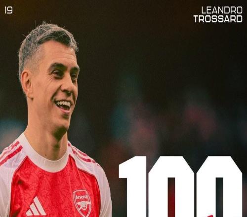 里程碑，特罗萨德迎来阿森纳生涯第100次英超出场