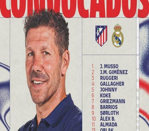 马竞西超杯名单：格子、科克领衔，略伦特在列，多名小将入选