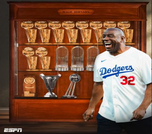 人生赢家！魔术师生涯夺16冠：NBA十冠+道奇3冠5项赛事夺冠