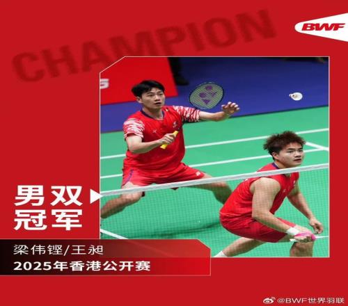 梁伟铿王昶夺得中国香港羽毛球公开赛男双冠军