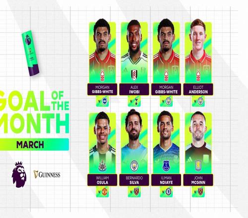 英超3月最佳进球候选：奥苏拉绝杀曼联、B席小角度吊射入围