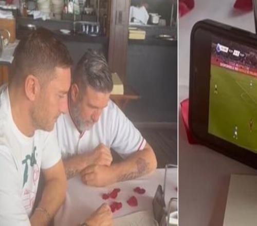 远在迈阿密心系罗马，托蒂和坎德拉用手机观看老东家焦点大战