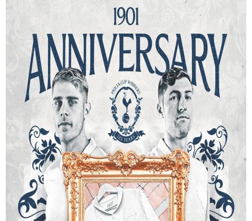 官方：热刺将在对阵维拉的足总杯比赛身着1901复古纪念版球衣