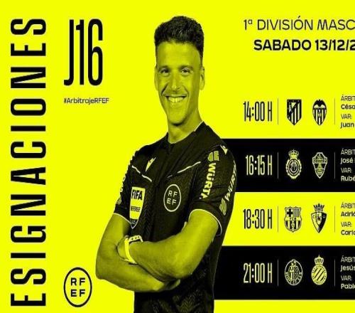 周六西甲裁判安排：科尔德罗将执法巴萨vs奥萨苏纳