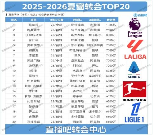 伊萨克即将刷新榜单！今夏TOP20转会：英超太疯狂，利物浦独秀