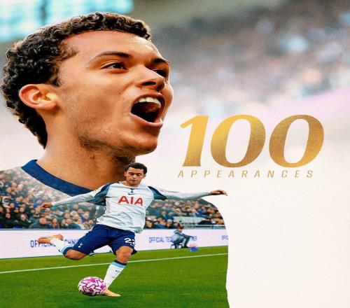 里程碑，布伦南约翰逊完成热刺生涯第100次出场