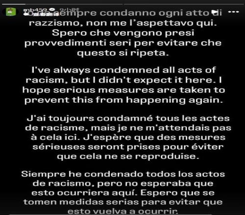 在阿联酋比赛时遭遇种族歧视，巴洛特利：不能容忍这种行为