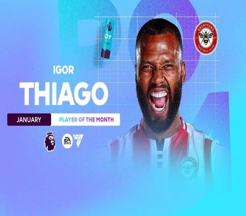 5场攻入5球，伊戈尔蒂亚戈当选英超1月最佳球员